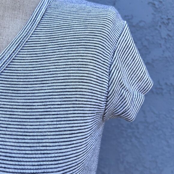 1980s Striped Baby tee Size M/L Retro T-shirt Scoop neck - Picture 5 of 10